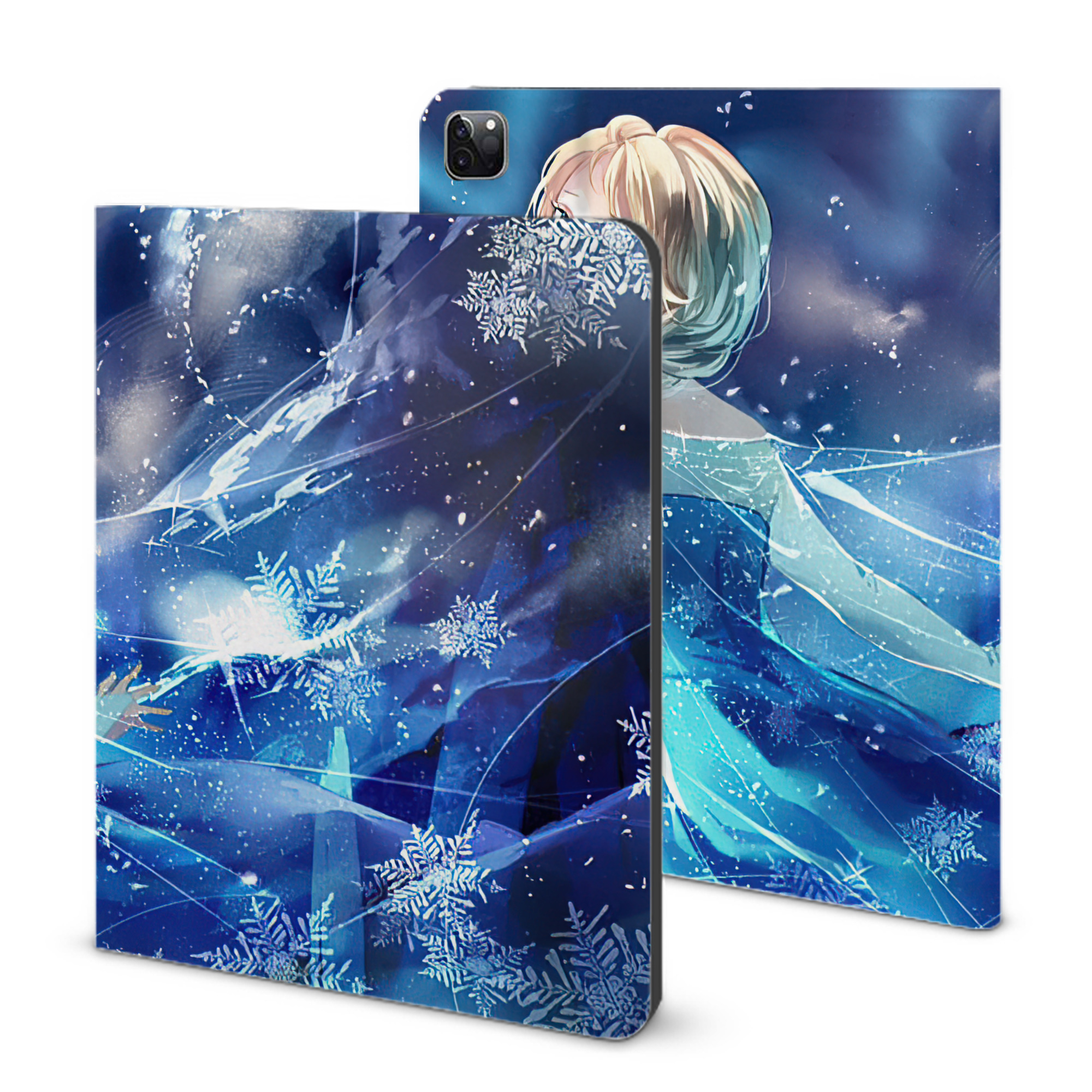 （画像用） アナと雪の女王 アンナ エルサ Frozen Anna Elsa IPad ケース ブック型 PUレザー TPU 耐衝撃 軽量 薄型 ペン収納なし 全面保護 IPad 各モデル対応
